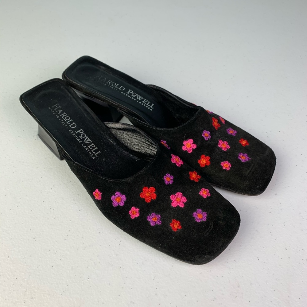 Harold Powell Flower Slip On Heels Size 7 1/2 AA